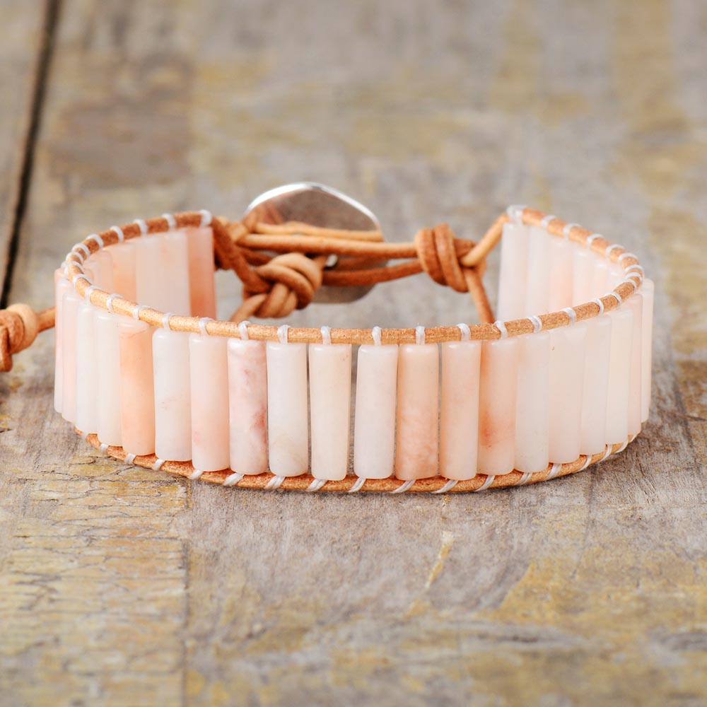 Simple And Fashionable Natural Stone Round Tube Beaded Bracelet