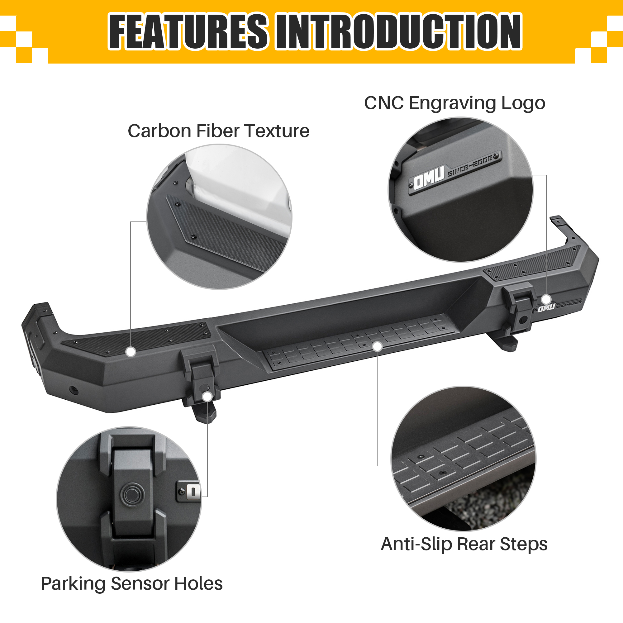 Steel And Aluminum Rear Bumper For Jeep Wrangler JL 2018