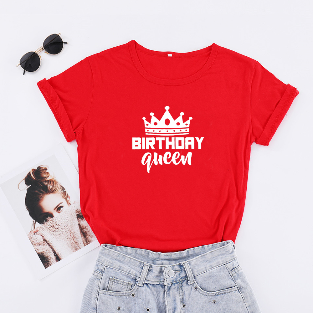 Title 12, Women Queen Letter Print Short Sleeve T Shirt C...