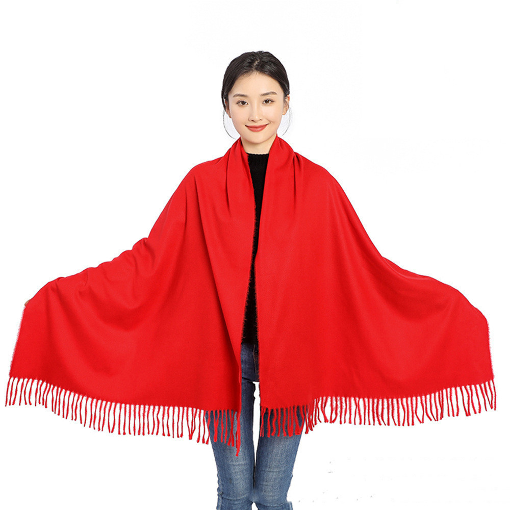 Printing Opening Event Cashmere Chinese Red Embroidered Scarf