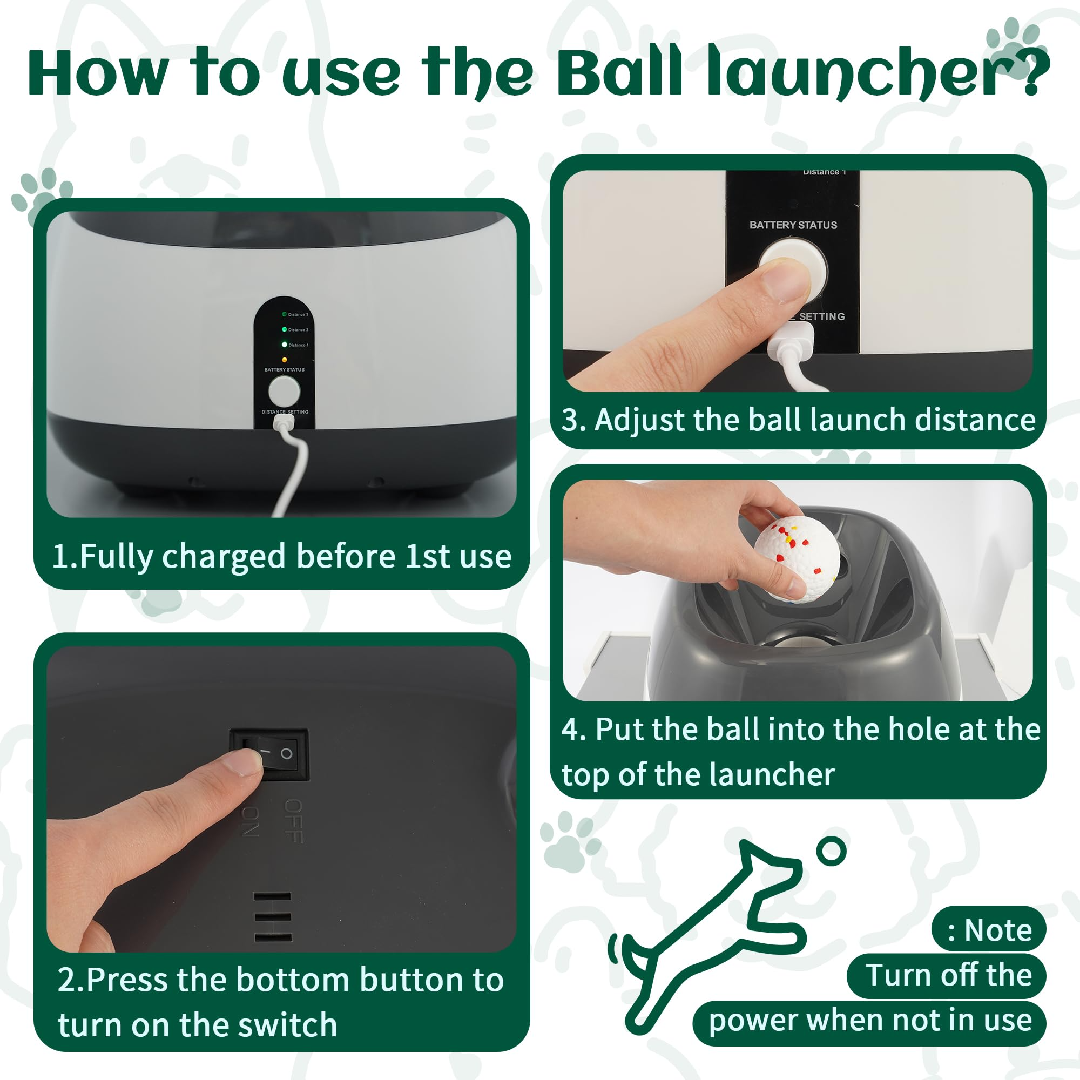 Only Supports Self Pickup  Dog Ball Thrower, Automatic Ball Launcher, Indoor-Outdoor Interactive Dog Toy With Three Scopes, Includes Balls And A Data Cable, Grey-Green
