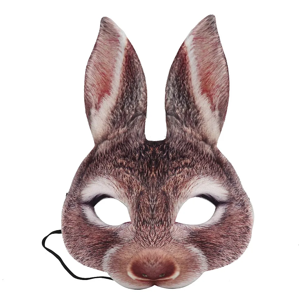 Carnival Party Masquerade EVA Half Face Rabbit Animal Mask - Brown