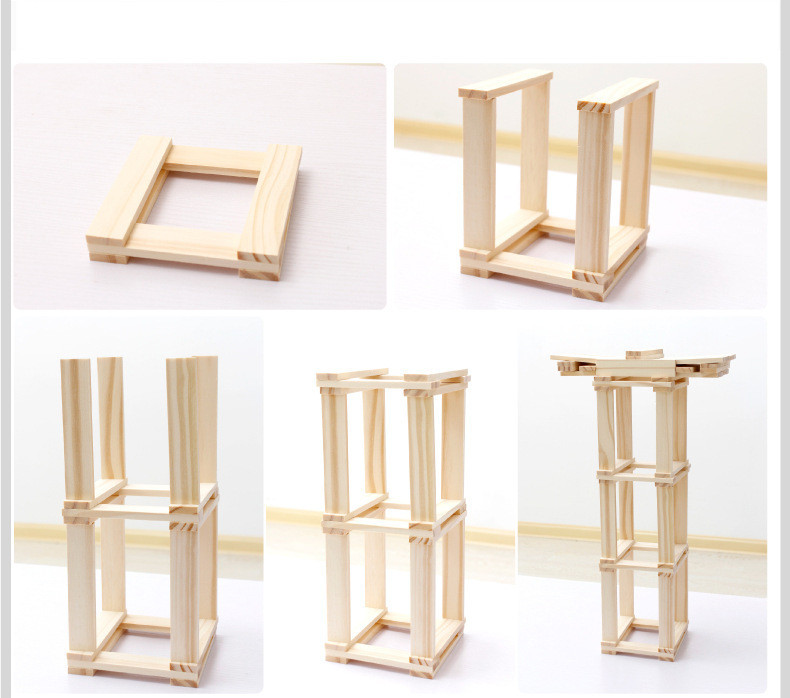 Log Construction Wooden Puzzle Assembling Building Block Toy 6