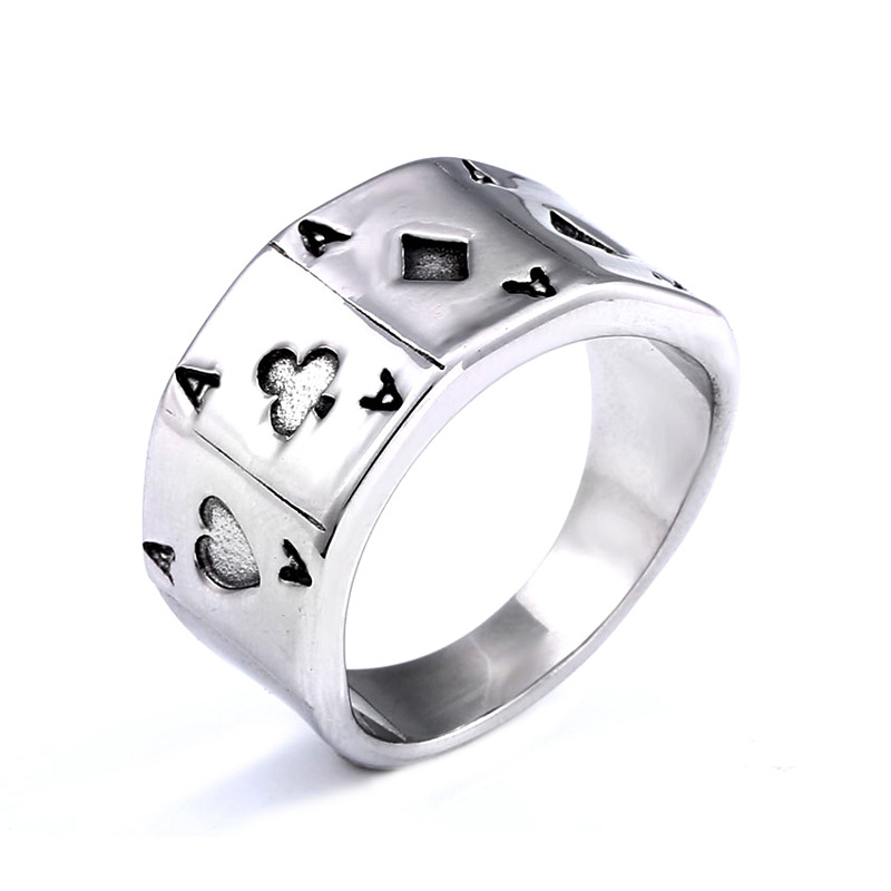 Jewelry Personality Playing Card A Titanium Steel Ring