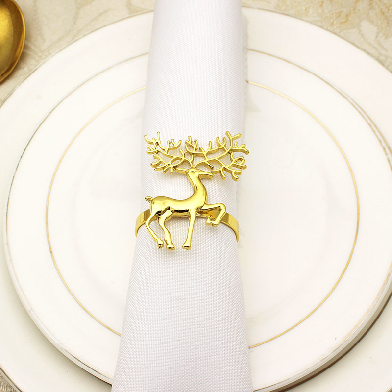 Golden Christmas Fawn Buckle Napkin Ring (Silver-1PCS)