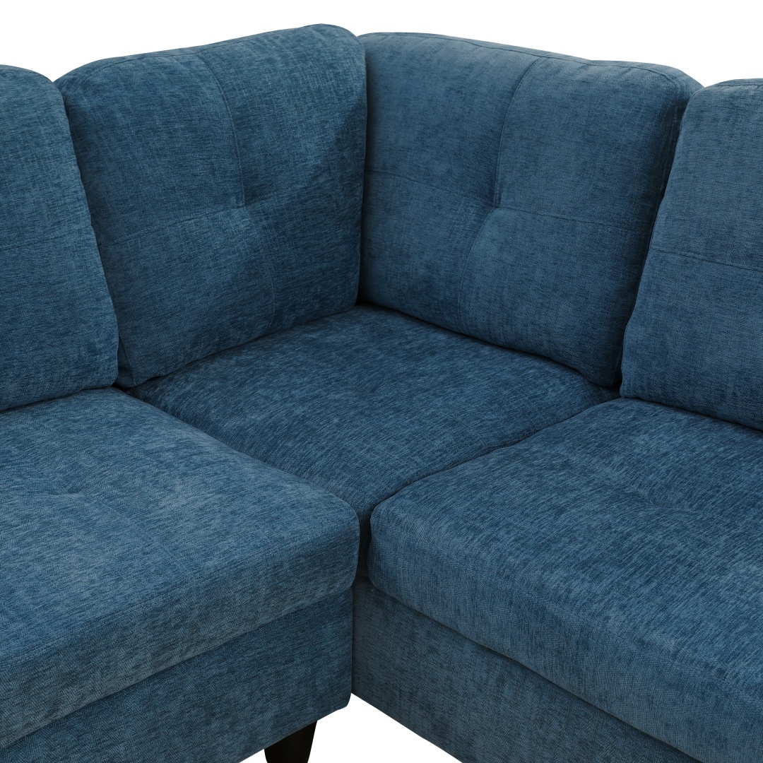 Pickup Only--Blue Flannel 3-Piece Couch Living Room Sofa Set