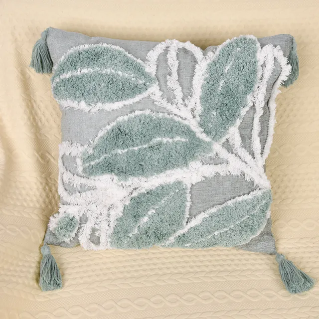 Throw Pillow Leaf Home Living Room Sofa Bed Cushion Tufted Throw Pillowcase Leaf Light Blue - Shop at LoveMi