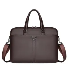 Men's PU Portable Oblique Span Business Briefcase Large Capacity Travel - Brown - View 1