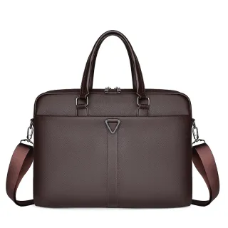 Men's PU Portable Oblique Span Business Briefcase Large Capacity Travel - Brown