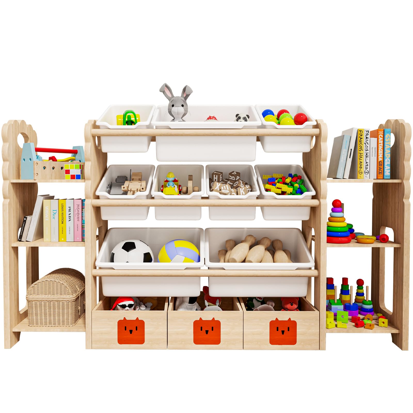 Toy Storage Organizer With 3 Drawers 6 Shelves And 9 Bins With Bookshelf