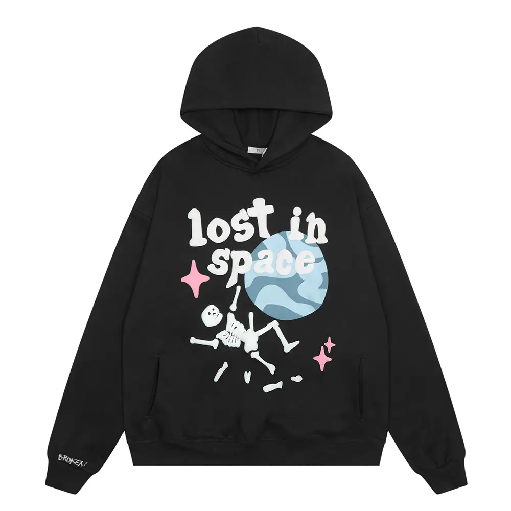 Graffiti Printing And Fleece Hooded Sweater For Men