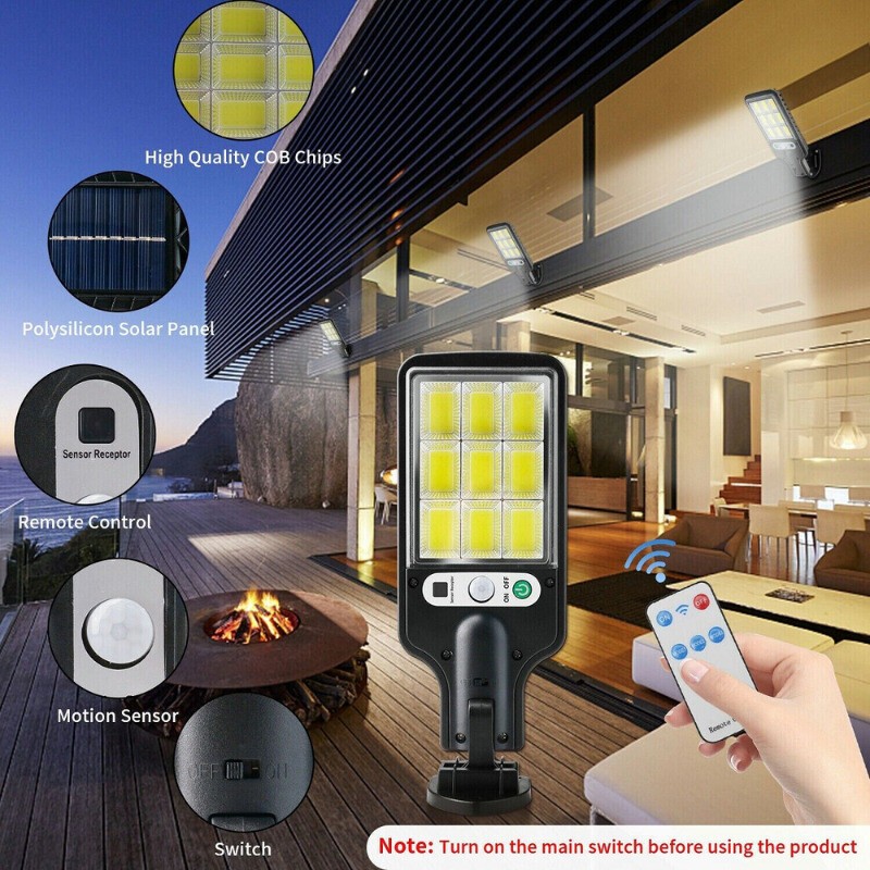 4PCS 6000W LED Solar PIR Motion Sensor Wall Light Security Garden Lamp WRemote — image 2