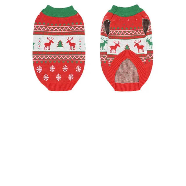 Cat Dog Snow Elk Christmas Warm Sweater Red - Shop at LoveMi