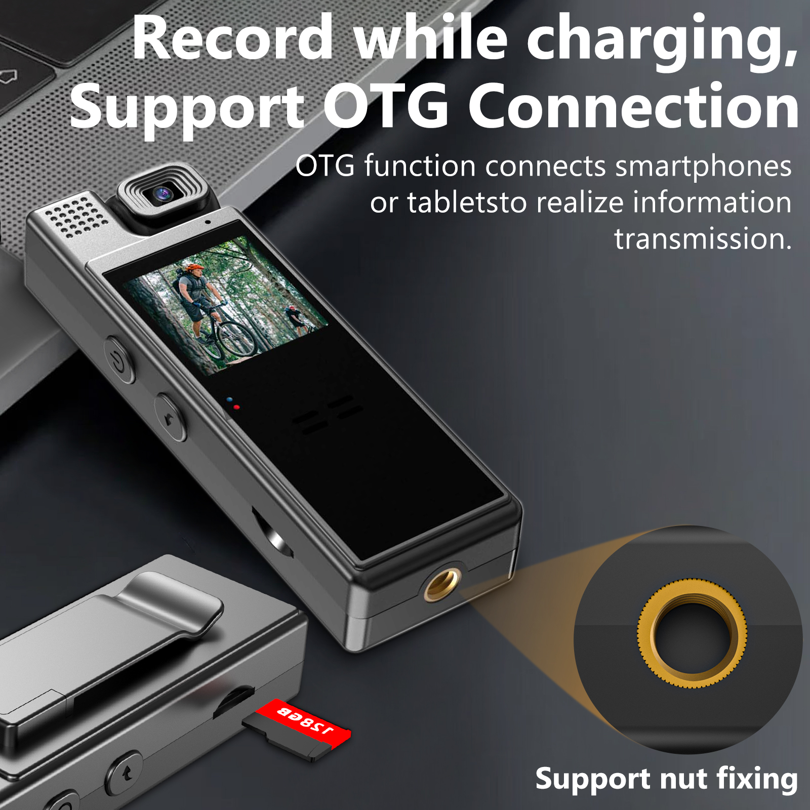 1080P HD Body Camera With Rotatable Lens, Portable Meeting Recorder With Screen & Clip, Wearable Video Recorder Supports TF Card For Law Enforcement & Conference