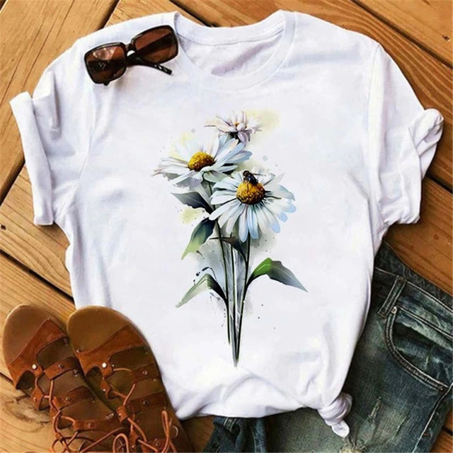 Women's Short-sleeved T-shirt Floral Series Printing