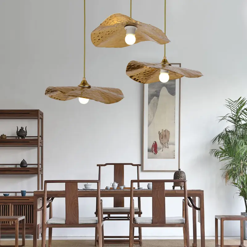 Chinese Style Lotus Leaf Chandelier Stair Light