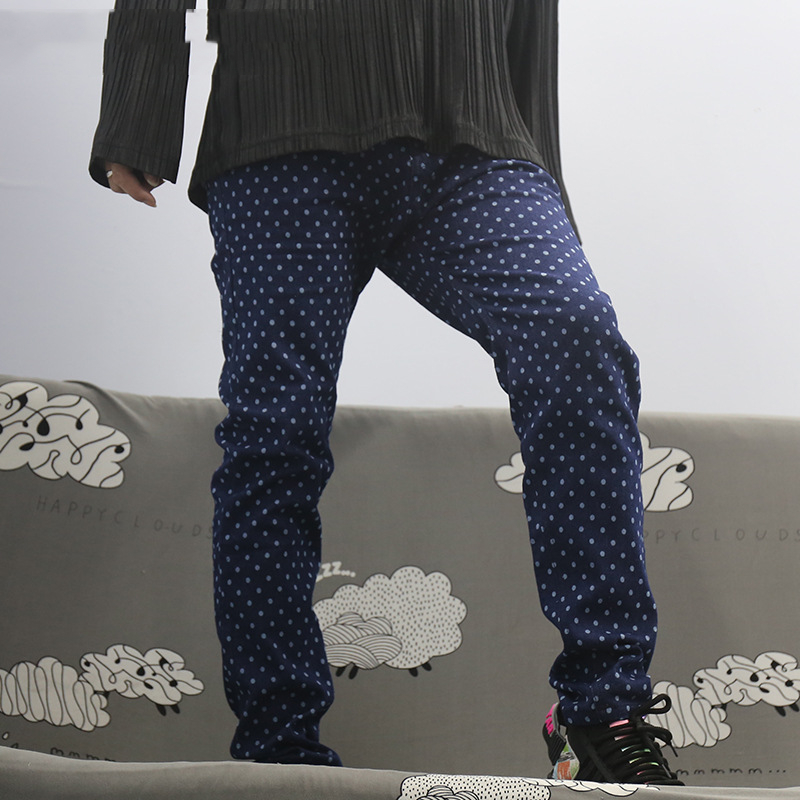 Title 5, Herren Mode Hose Polka Dot Print Slim Small Fee...