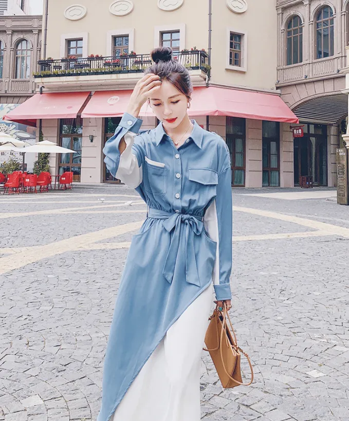 The New Autumn Design Is Niche And Gentle Wind Is Thin And Long Skirt - Blue