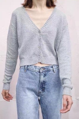 V-neck Long-sleeved Knitted Cardigan BM Sweater