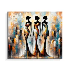 Large Abstract Handmade Oil Painting Textured African Woman Modern Wall Art On Canvas Living Room Bedroom Home Decoration - Without Inner Frame - View 1