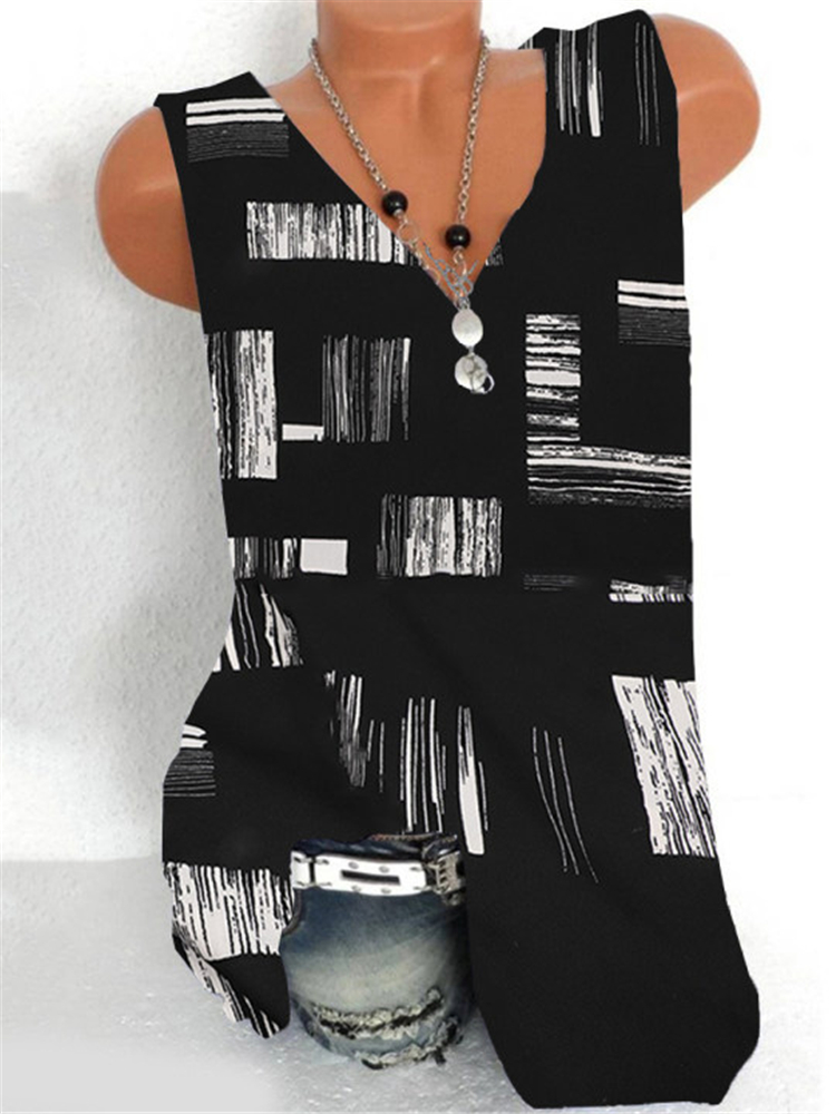 Women's Printed Floral Sleeveless V-Neck Dress