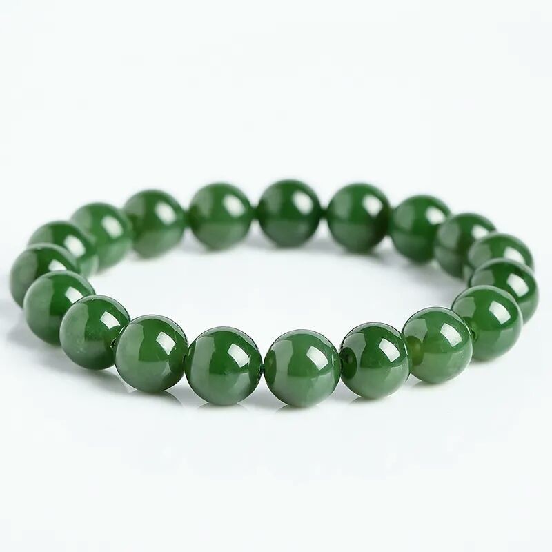 Title 6, Natural Xinjiang Jasper Jade Pulseira Espinafre...