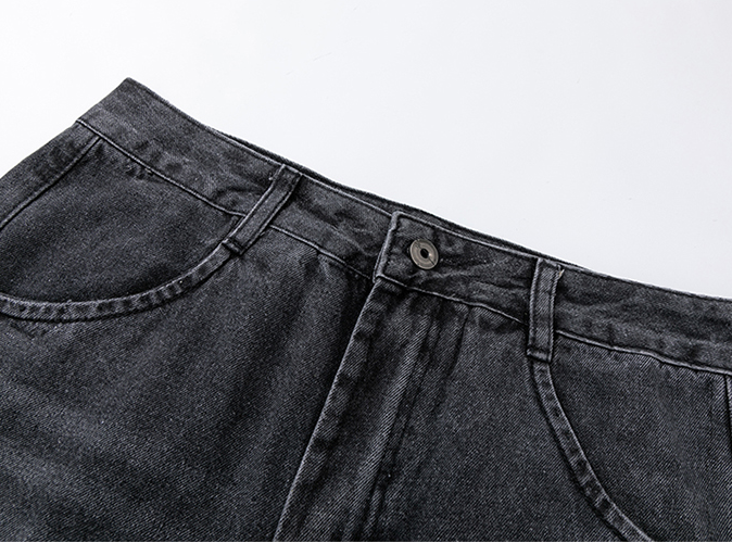 Fringed Ripped Straight Wide Leg Jeans