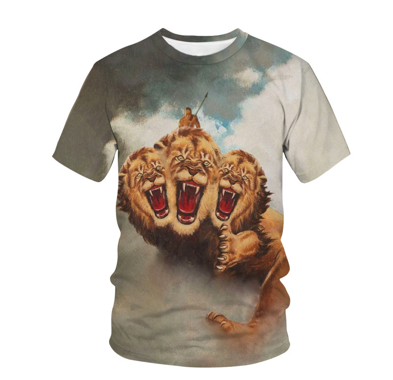 Title 6, European and American animal print short-sleeve...