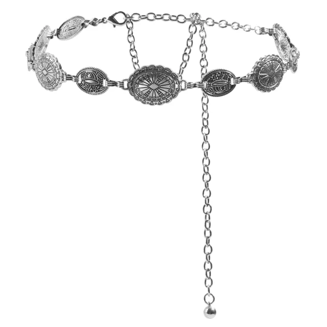 Vintage Metal Women's Waist Chain Ethnic Style Carved Pattern Chain Decorated Dress Waist Accessories Silver - Shop at LoveMi
