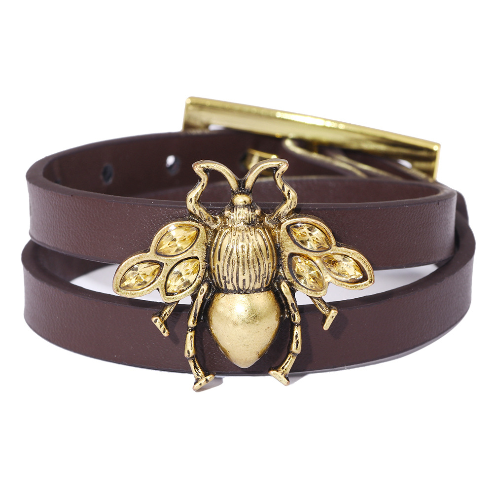 Fashion Bee Diamond Leather Bracelet
