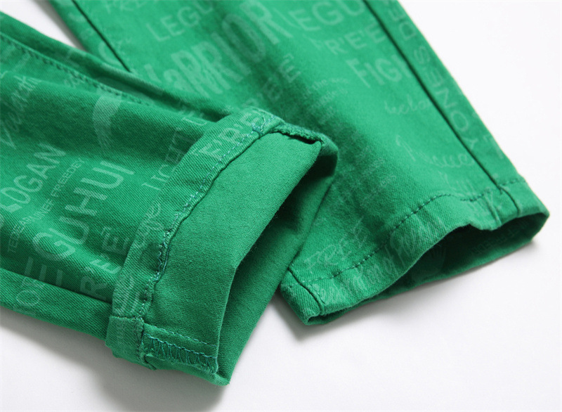 Title 2, Jeans con stampa digitale verde, alla moda, vit...