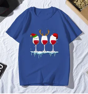 Fashion Casual Women's Printed T-shirt Short Sleeves - Blue