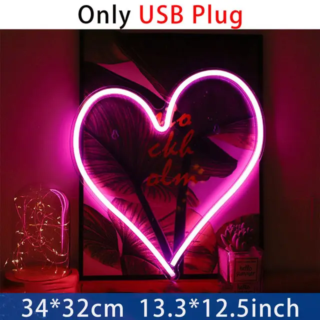 Love Heart Neon Acrylic Transparent Back Molding