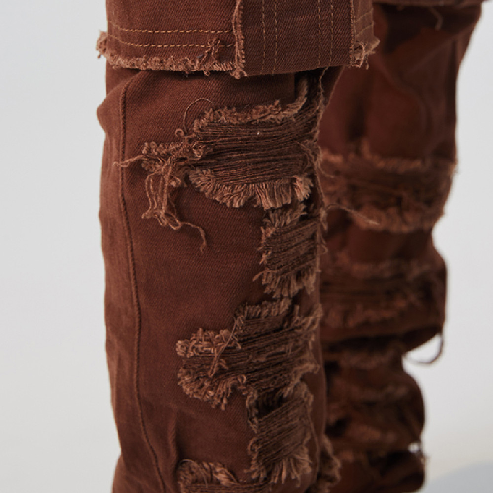 Strap Raw Edge Jeans Hip-hop Street