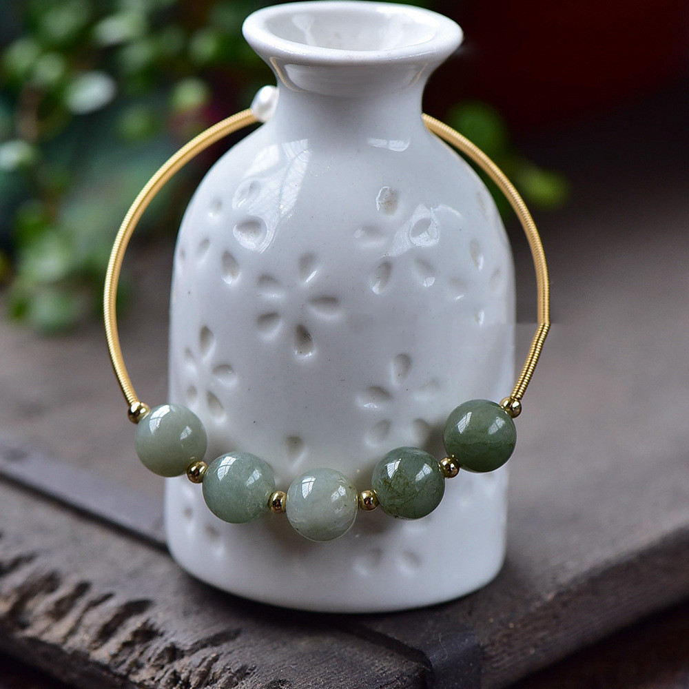 Title 5, Natural Jadeite Ice Seed Oil Green Bracelet Women