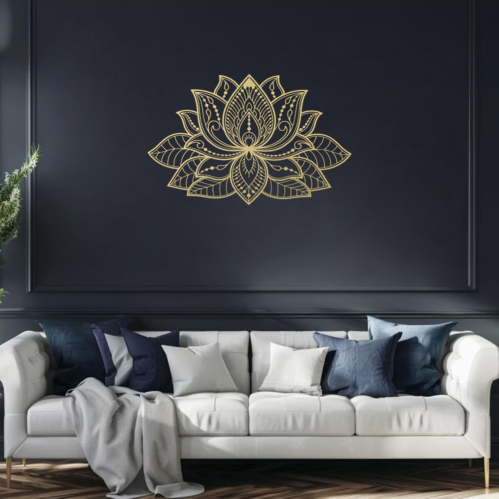 Radiant Lotus Mandala Metal Wall Art - Zen Bohemian Decor For Living Room