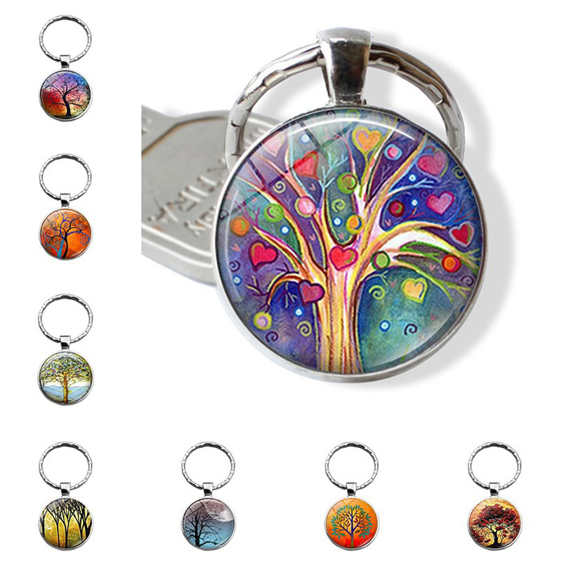 Women's Tree Of Life Time Stone Keychain Pendant