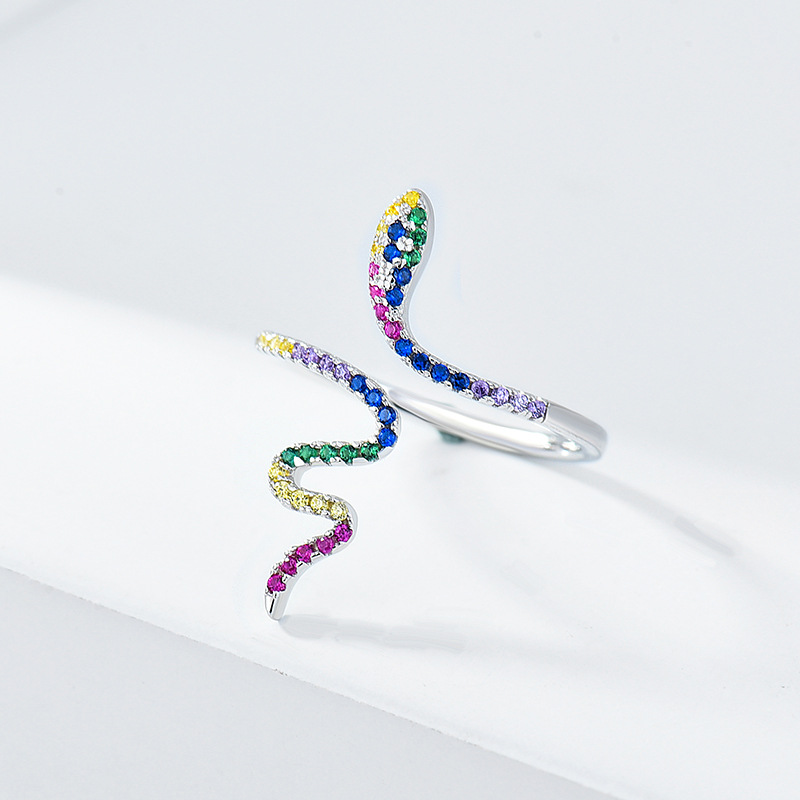 Sterling Silver Fancy Diamond Snake Ring Jewelry