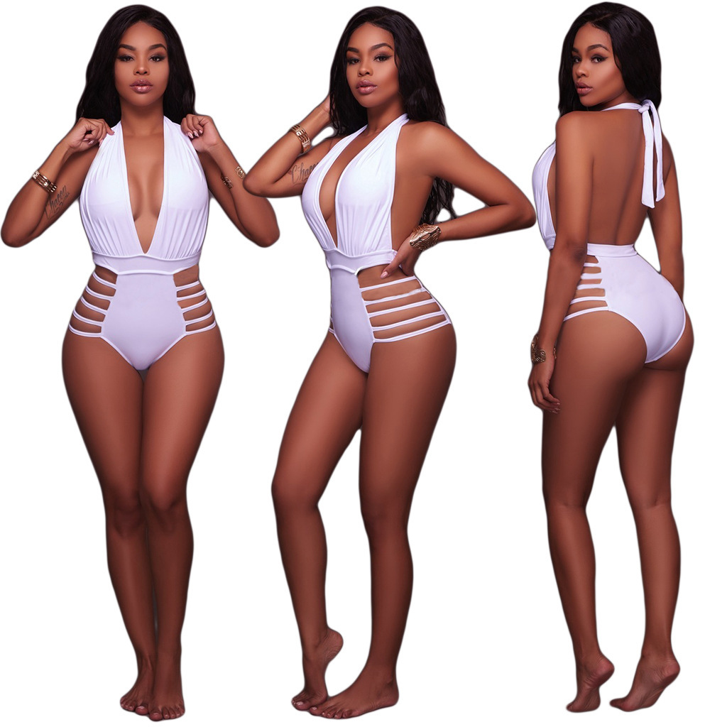 Halter Tie Cutout Back Triangle One-Piece Swimsuit