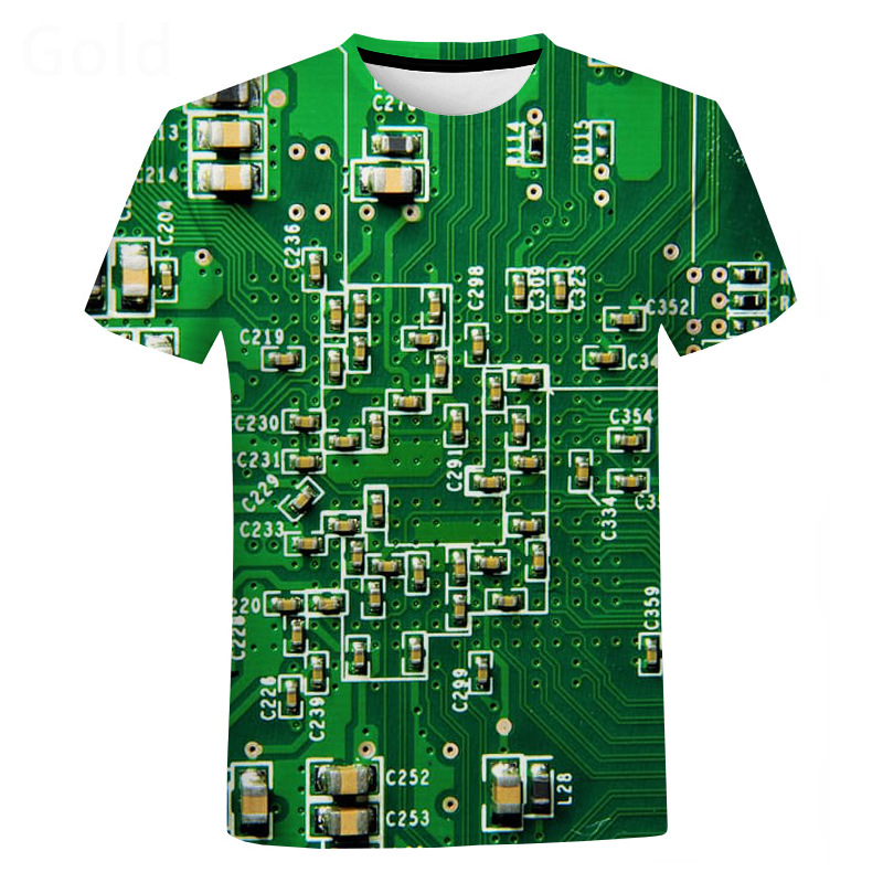 Title 6, Digital bedrucktes T-Shirt mit Leiterplatten-De...