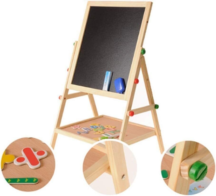 Kids 2 In 1 Wooden Blackboard Whiteboard Children Art Easel Chalk Drawing Board