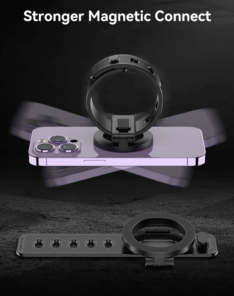 MagSafe Magnetic Phone Holder With Adjustable Silicone Strap, 4000Gs Strong Magnet Gym Shopping Cart Mount, 360 Rotation Stand For Phone & Universal Phones