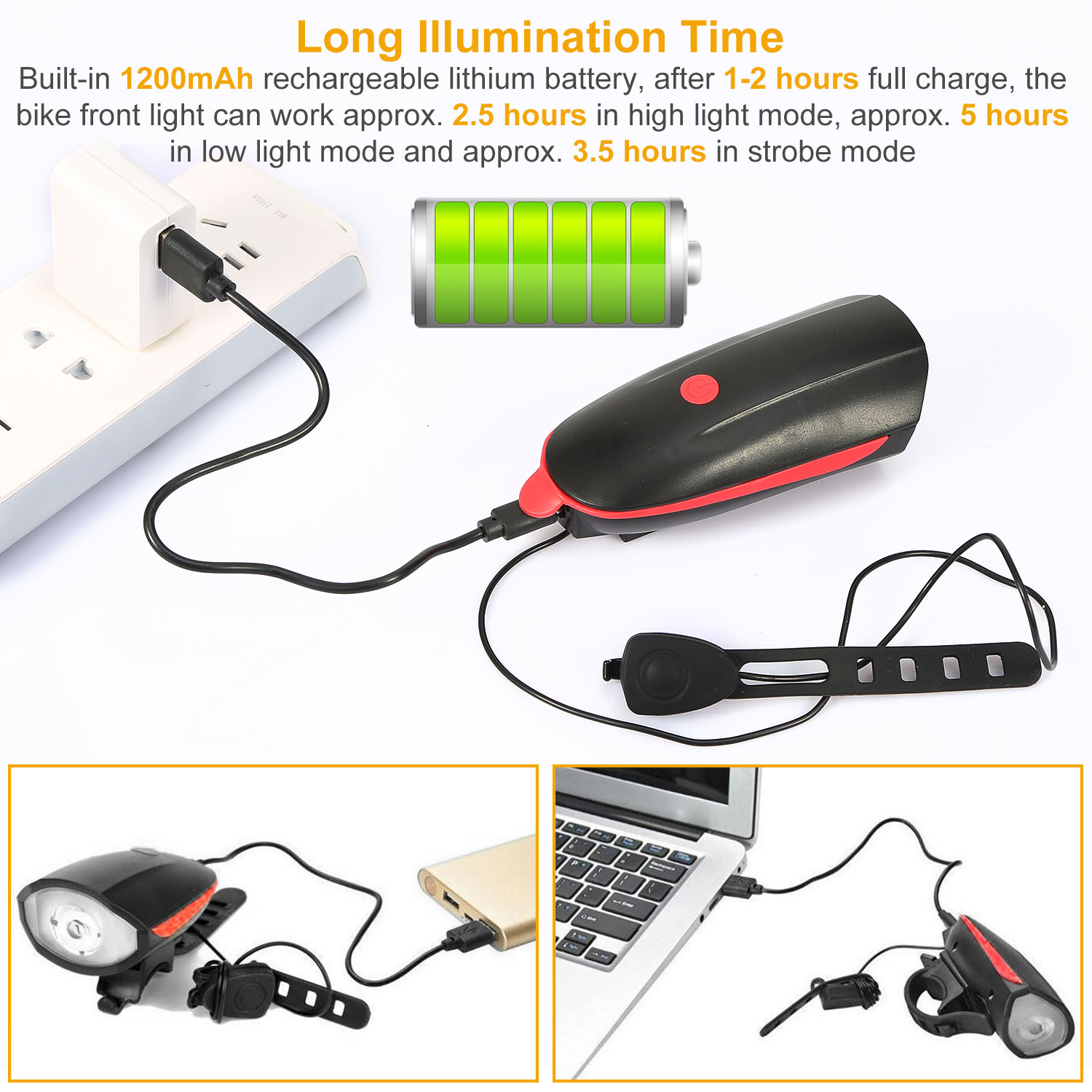USB Rechargeable Bike Headlight