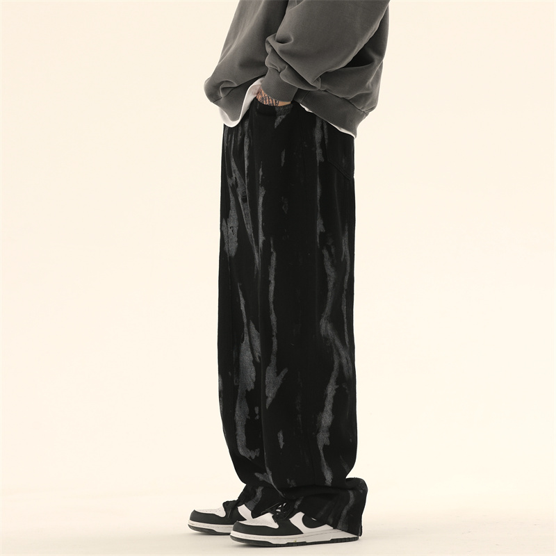 Autumn Draping Effect Tie dyed Design Jeans For Men Black - Shop at LoveMi