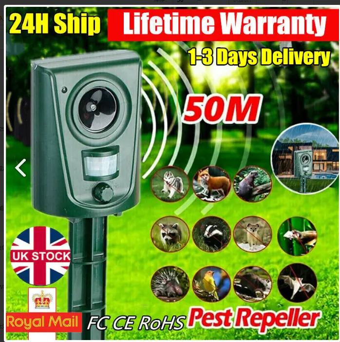 Battery Ultrasonic Garden Deterrent Repeller Animal Bird