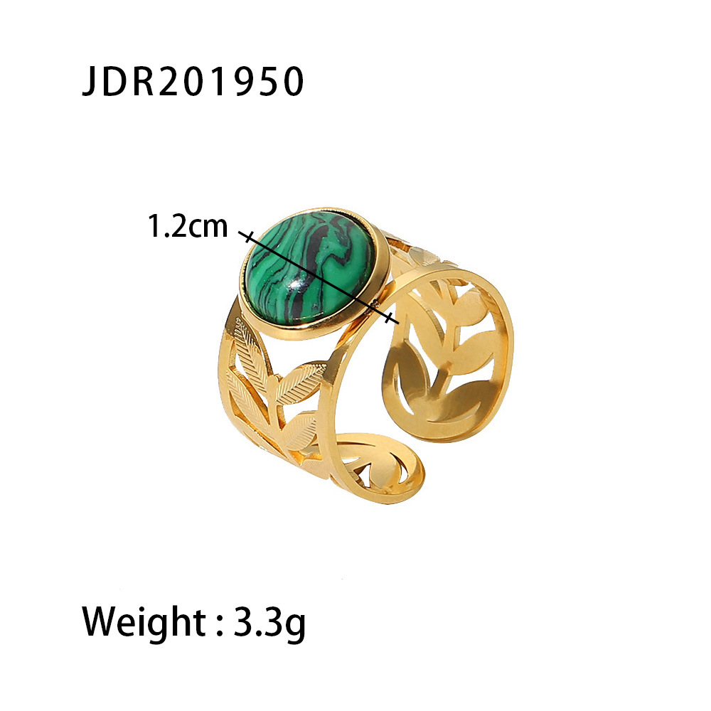 Title 6, RVS ring met holle bladeren, 18K goud, stijlvol...