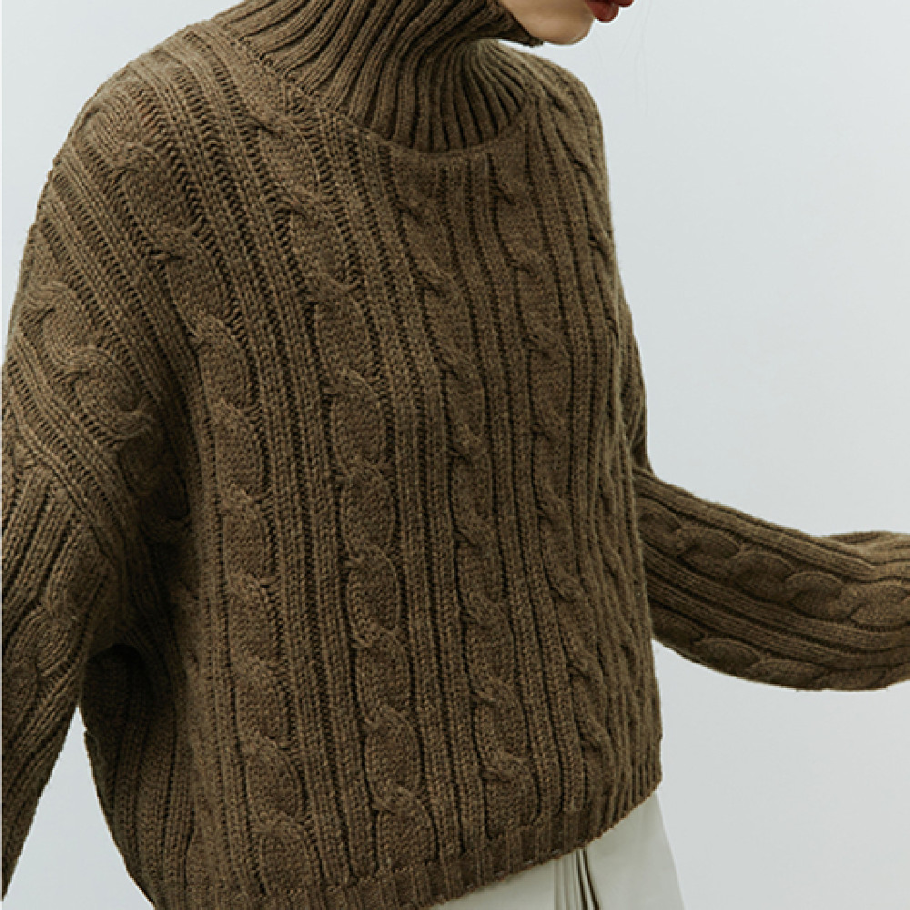 Fried Dough Twists High Neck Sweater For Women In Autumn And Winter