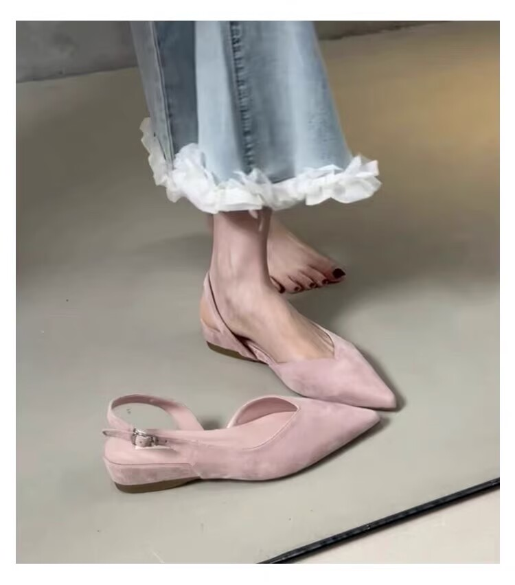 Women's Elegant Pointed Toe Wedge Closed Toe Sandals, French Minimalist Back Strap Commuter Pumps product image