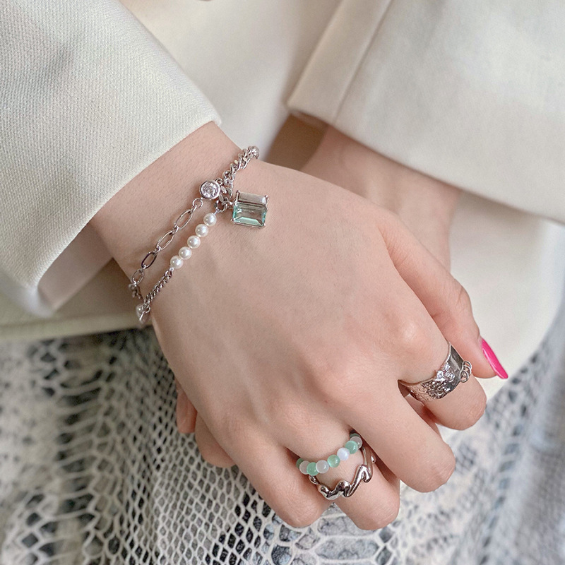 Summer Zircon Niche Design High Sense Of Light Luxury Chain Splicing Bracelet
