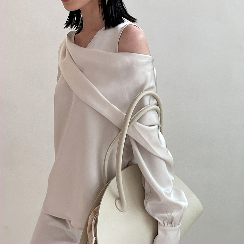 Satin Gloss Feeling Temperament Strapless Loose Casual